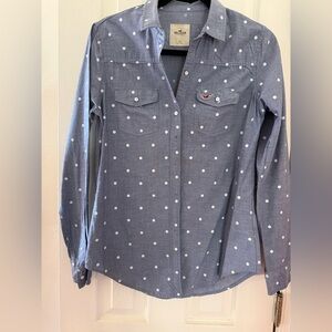 Hollister Chambray Shirt with White Dots
